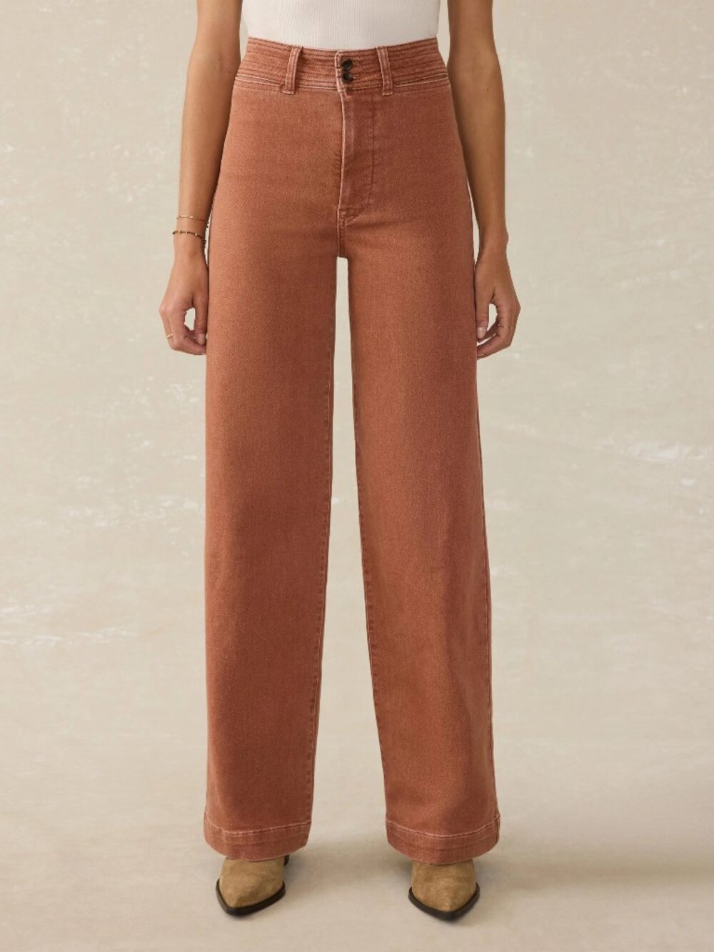 Faherty Harbor Stretch Terry Wide Leg Pants Women’s Size 28 Russet Orange NWT
